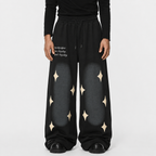Spray Paint Star Print Distressed Sweatpants - Drenn