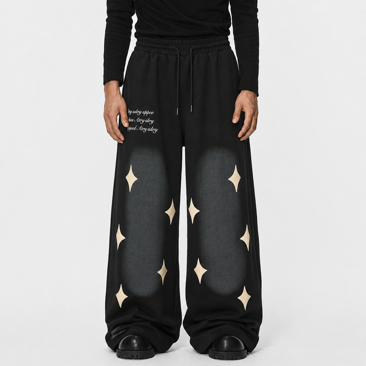 Spray Paint Star Print Distressed Sweatpants - Drenn