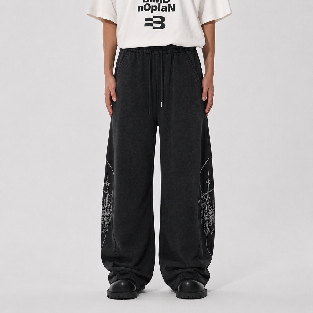 Graphic Wide-Leg Street Pants - Drenn