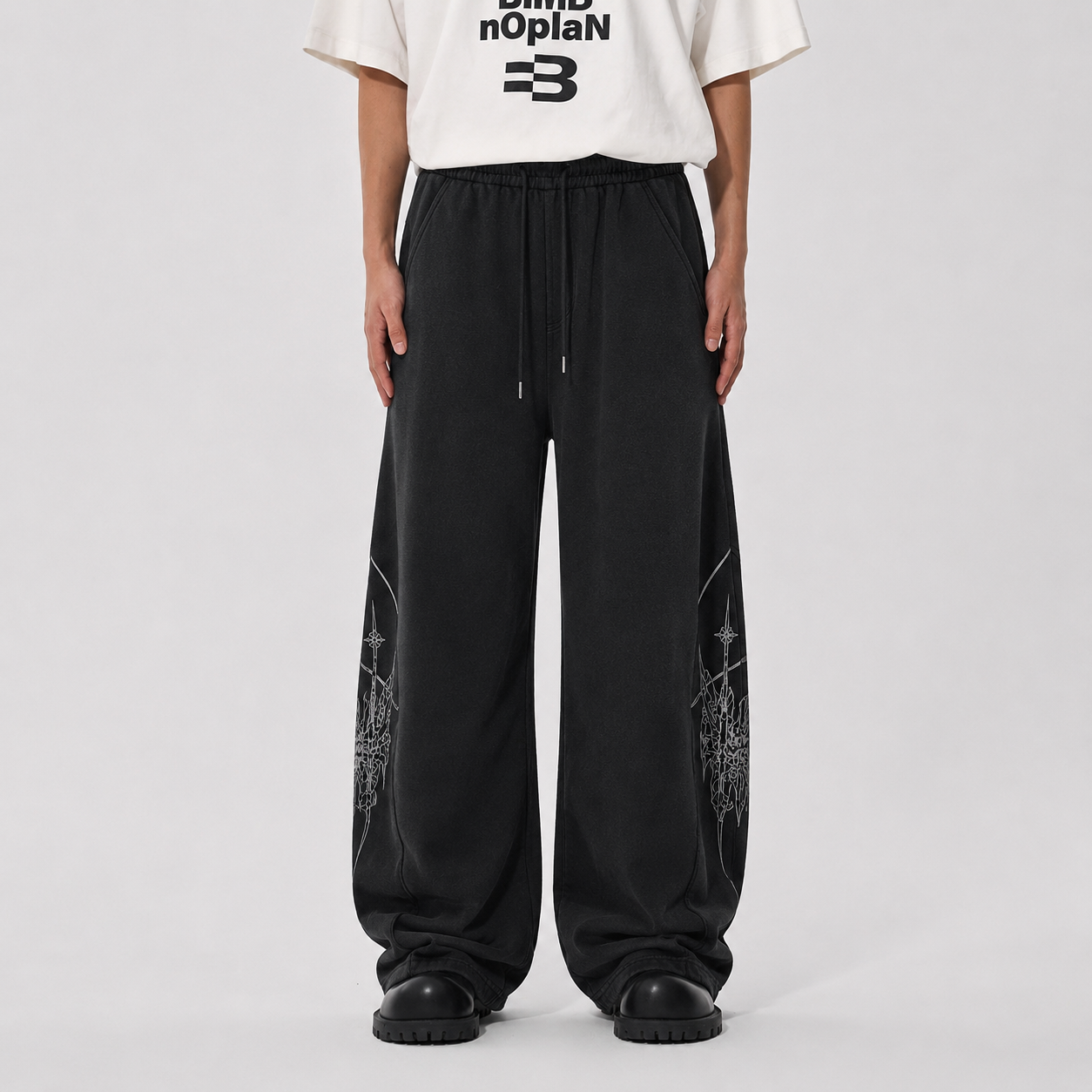 Graphic Wide-Leg Street Pants - Drenn