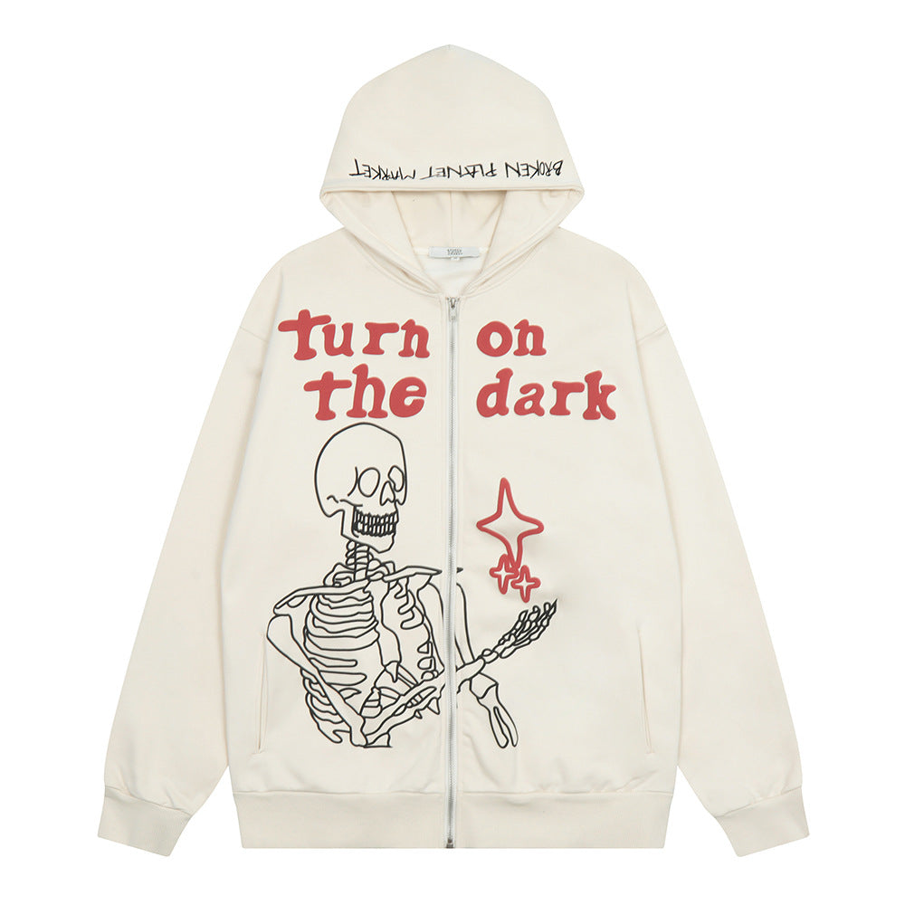 Turn On The Dark Hoodie with Skeleton Graphic Design