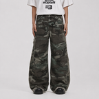 Retro Double Waist Camouflage Barrel Pants - Drenn
