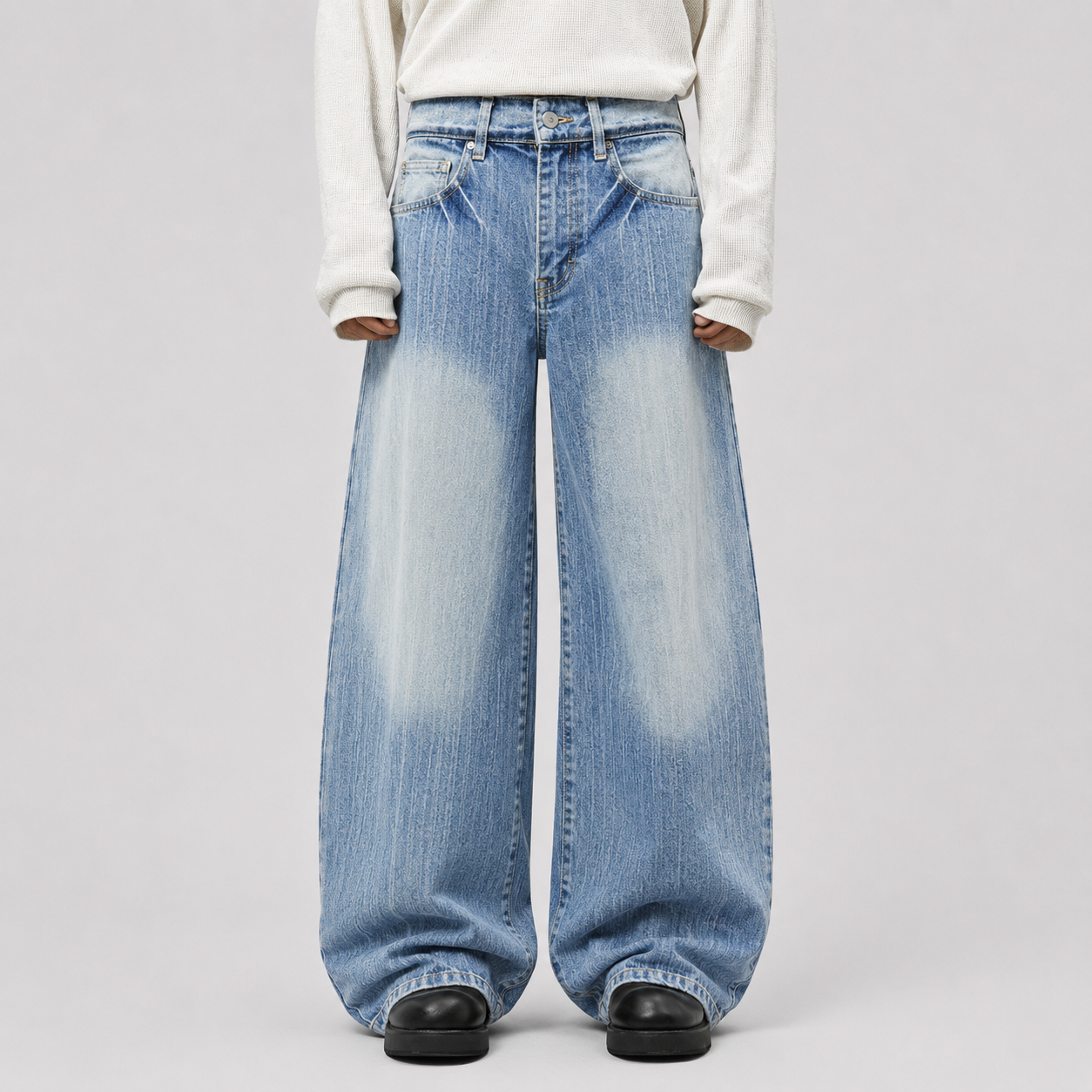 Vintage Washed Patchwork Distressed Scimitar Jeans - Drenn
