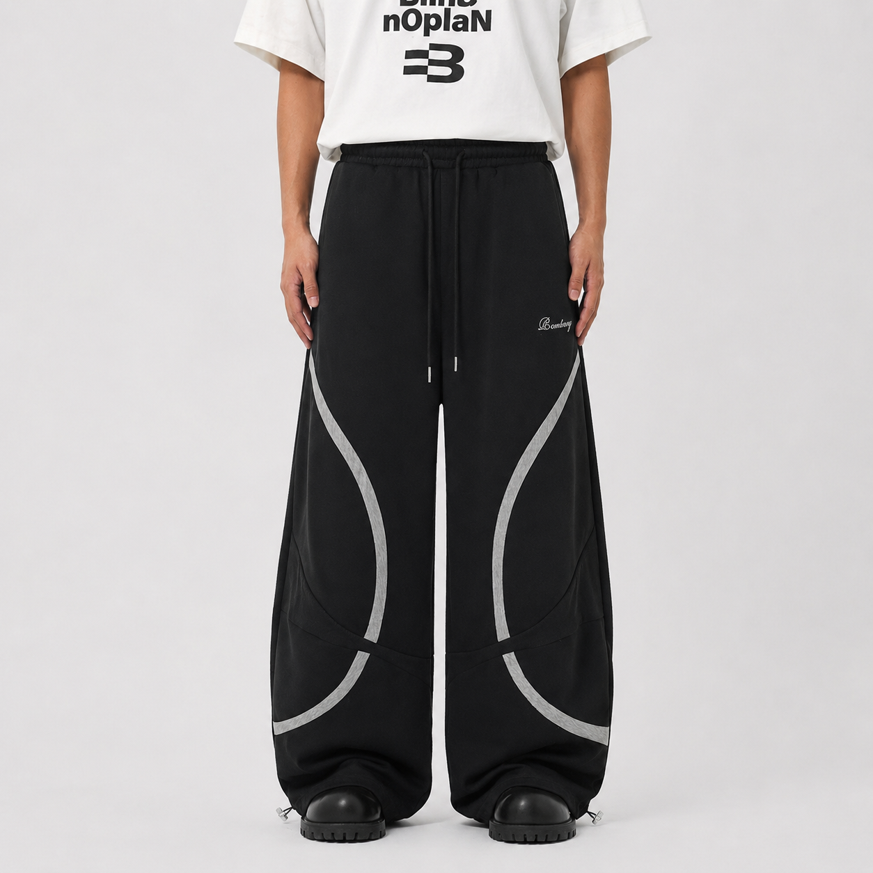 Retro Contrast Panel Drawstring Sweatpants - Drenn