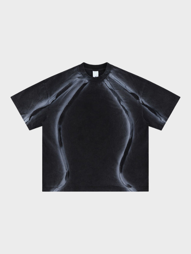 Camiseta negra oversize de punto de algodón para hombre