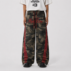Retro Patchwork Embroidered Camouflage Barrel Pants - Drenn