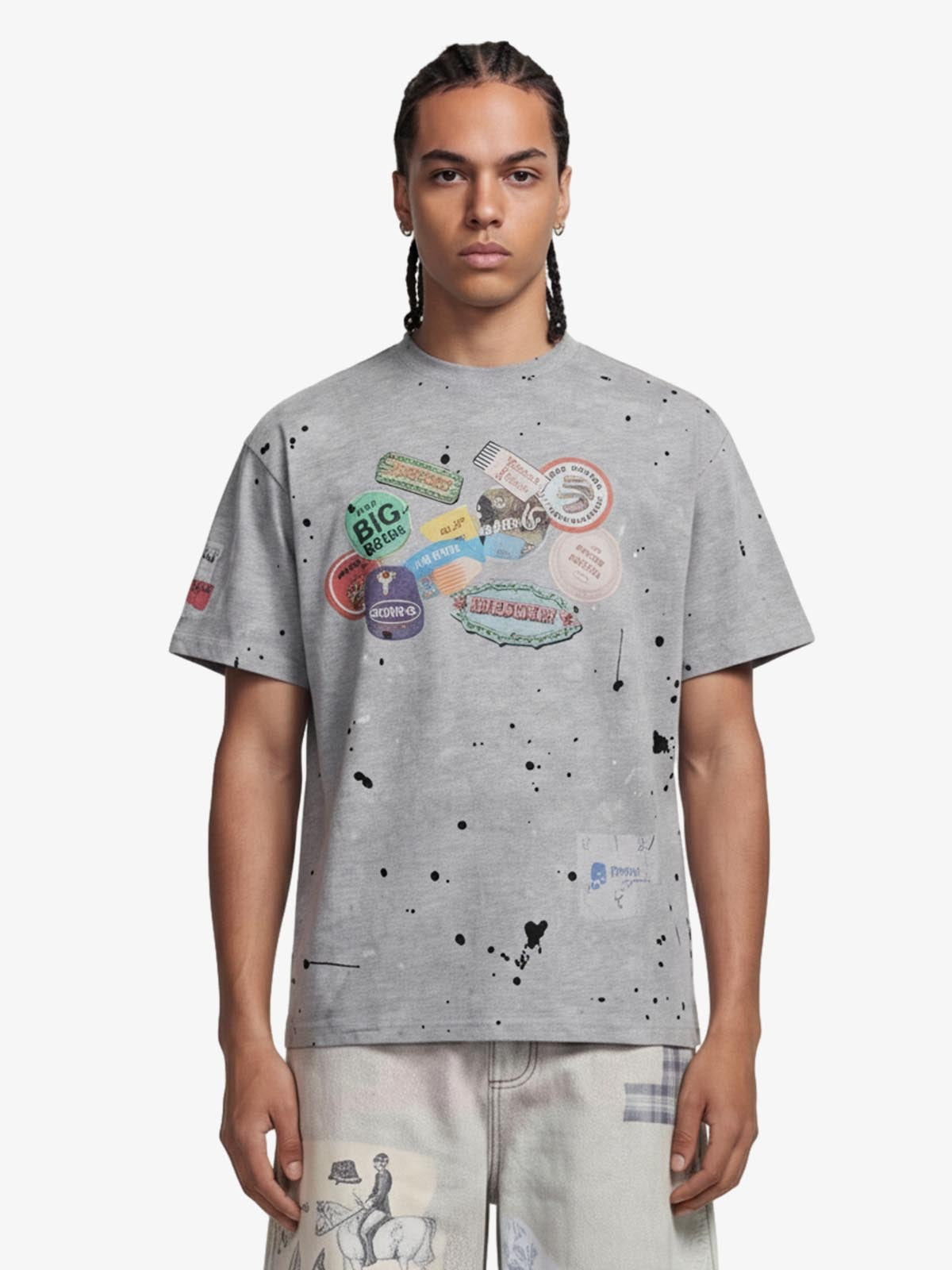 Retro Ink Splash Graphic T-Shirt