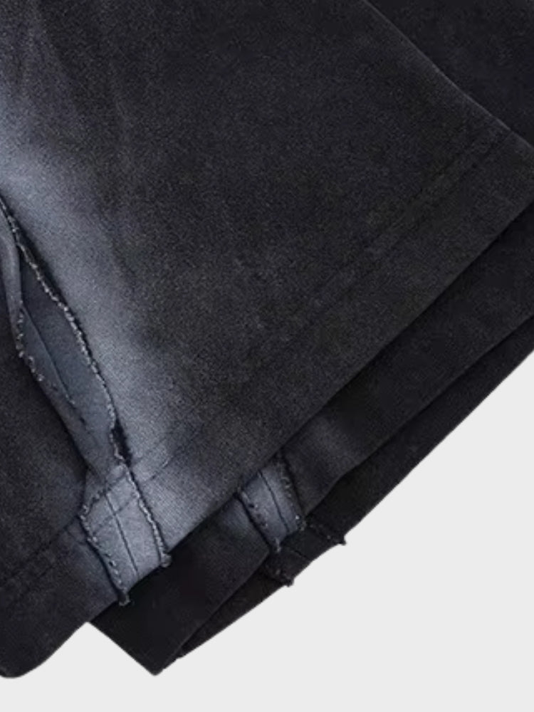 Camiseta negra oversize de punto de algodón para hombre