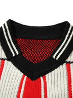Jersey de punto rojo a rayas de manga corta para hombre