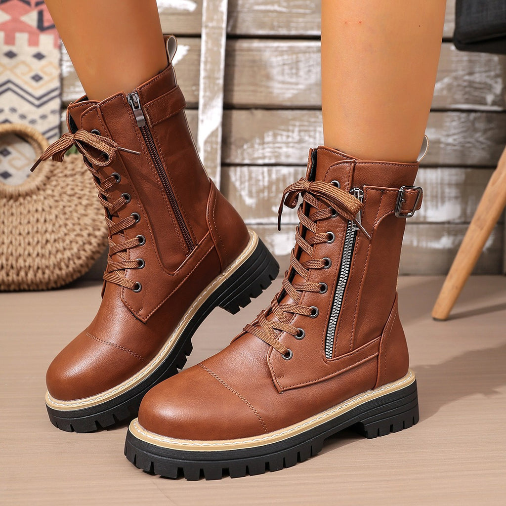 Women's Low Heel Mid Calf Boots