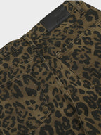 Leopard Print Wide-Leg Denim Shorts