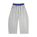 Plaid Waistband Barrel-Leg Sweatpants