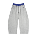 Plaid Waistband Barrel-Leg Sweatpants