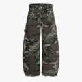 Retro Double Waist Camouflage Barrel Pants - Drenn
