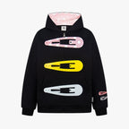 Detachable Hair Clip Decoration Zip Up Hoodie - Drenn