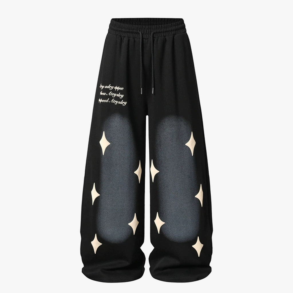 Spray Paint Star Print Distressed Sweatpants - Drenn