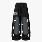 Spray Paint Star Print Distressed Sweatpants - Drenn