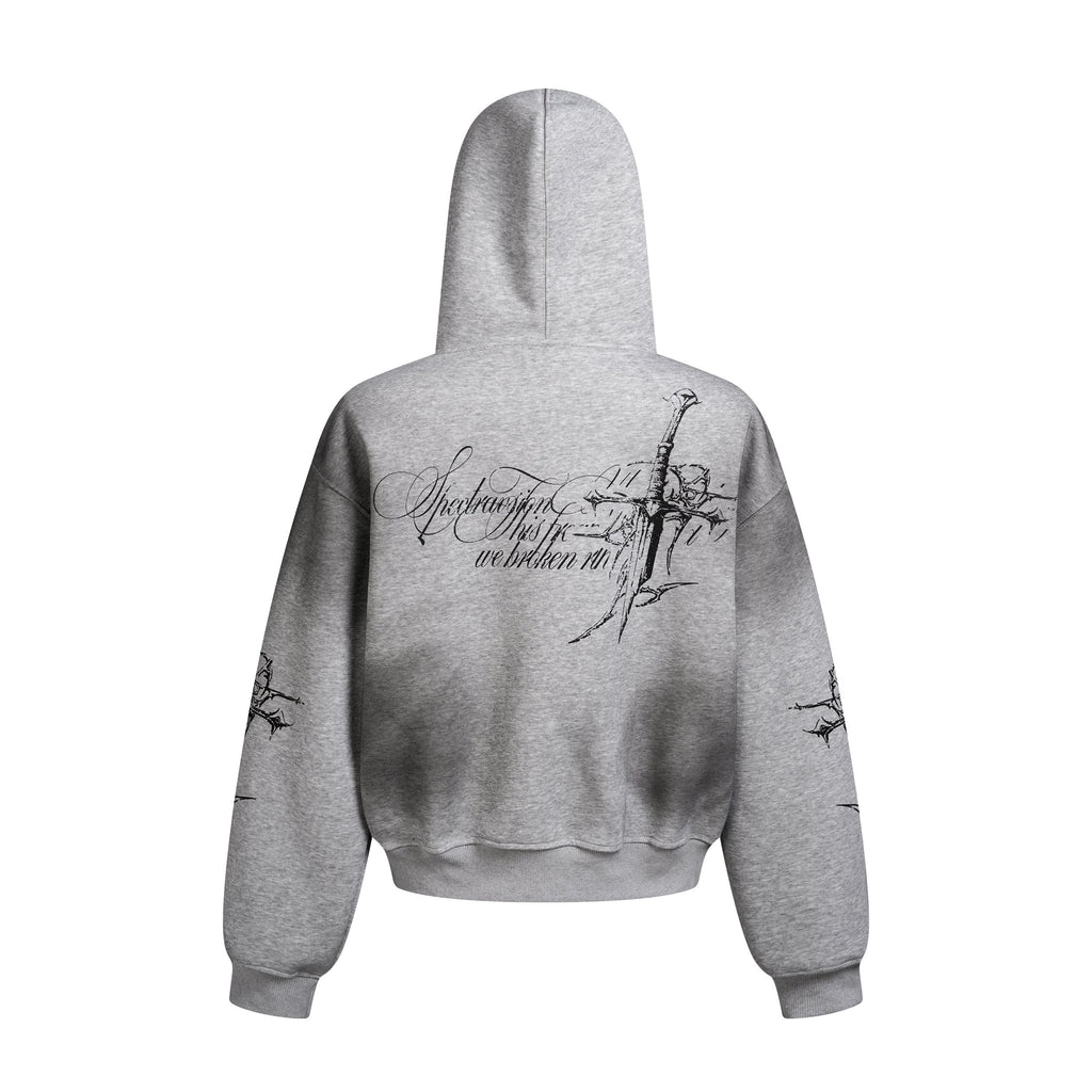 Street Wasteland Washed Cross Print Zip Up Jacket - Drenn