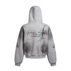Street Wasteland Washed Cross Print Zip Up Jacket - Drenn