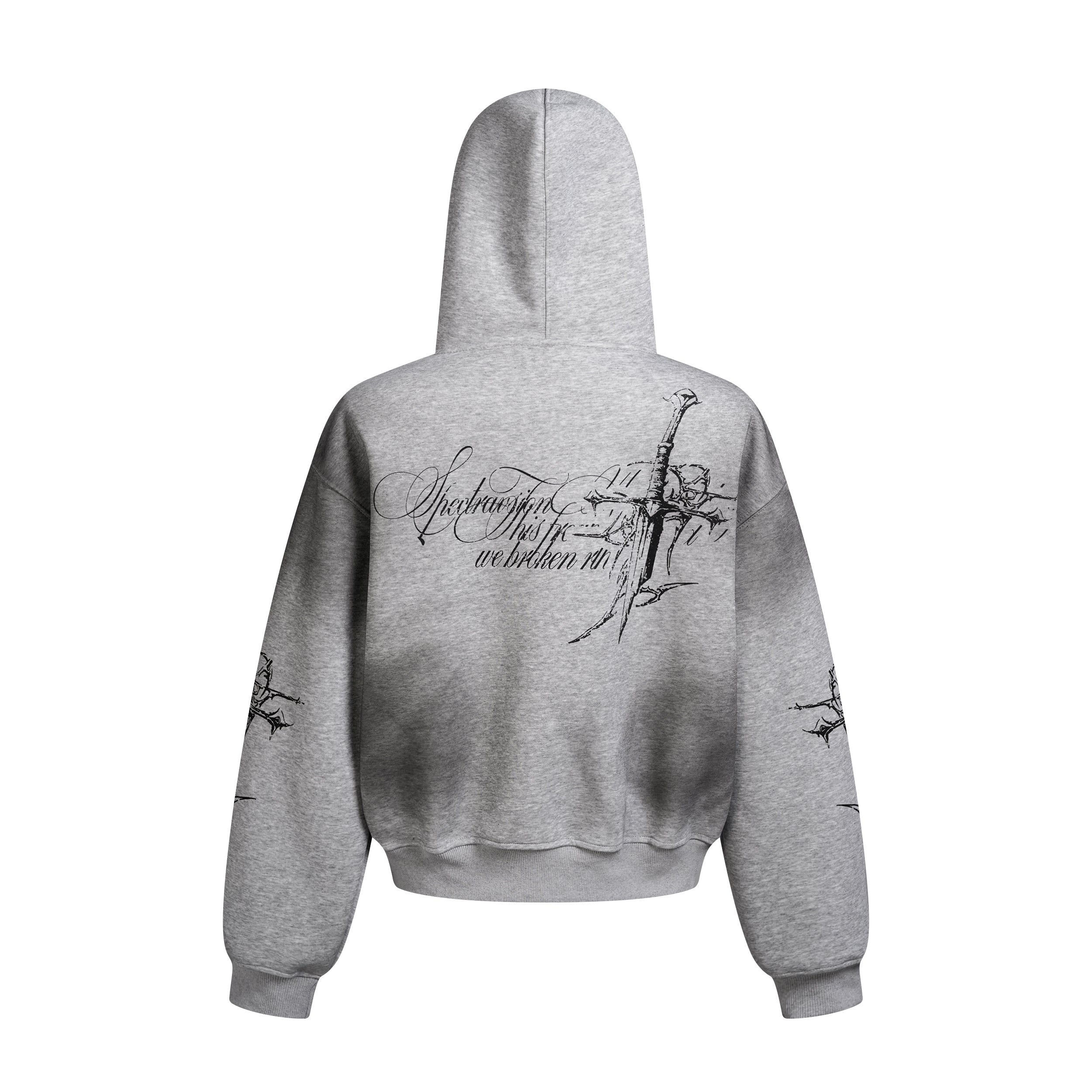 Street Wasteland Washed Cross Print Zip Up Jacket - Drenn