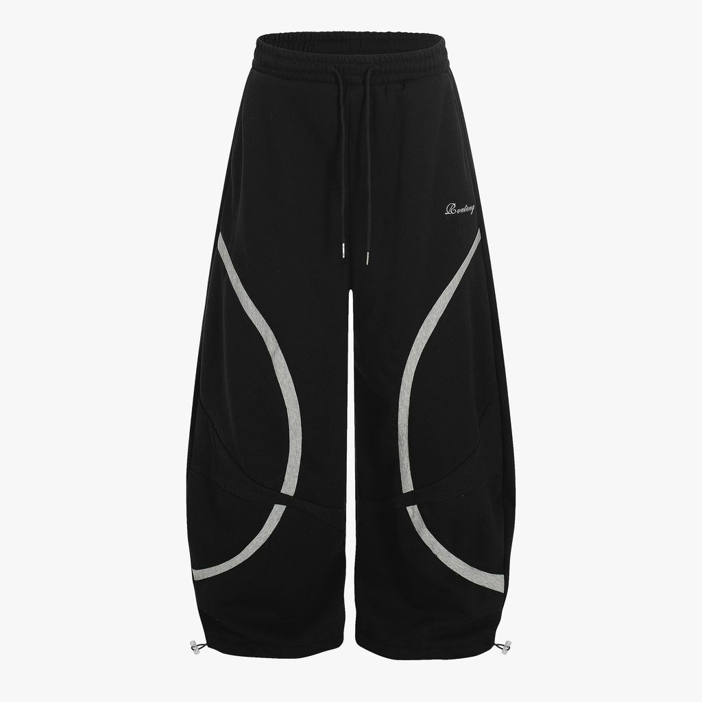 Retro Contrast Panel Drawstring Sweatpants - Drenn
