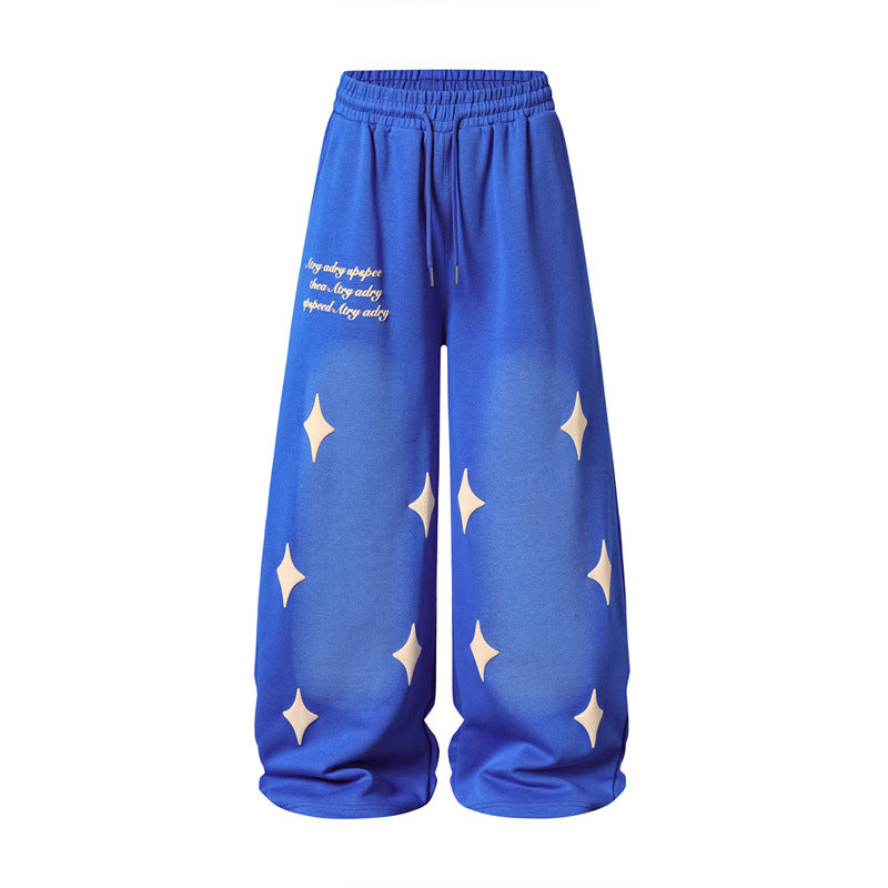 Spray Paint Star Print Distressed Sweatpants - Drenn