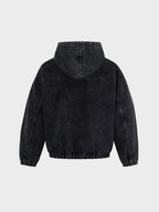 Toggle Front Washed Denim Hoodie