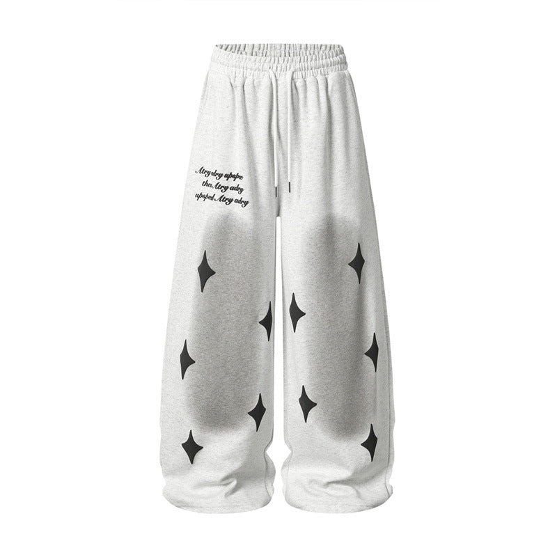 Spray Paint Star Print Distressed Sweatpants - Drenn