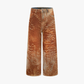 Croc Texture Washed Wide Leg Jeans - Drenn