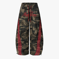 Retro Patchwork Embroidered Camouflage Barrel Pants - Drenn