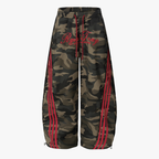 Retro Patchwork Embroidered Camouflage Barrel Pants - Drenn