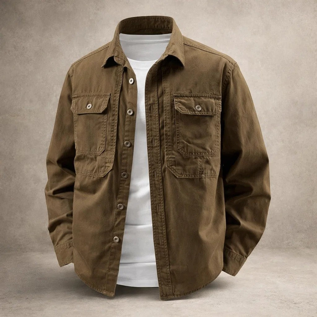 Men's Long-Sleeved Cotton Overshirt