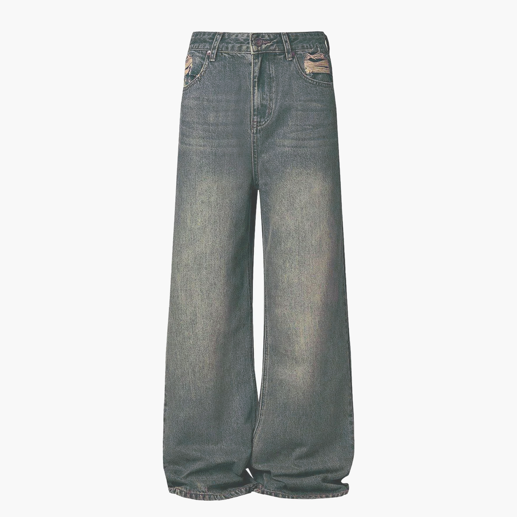 Washed Dirty-Dye Straight Jeans - Drenn