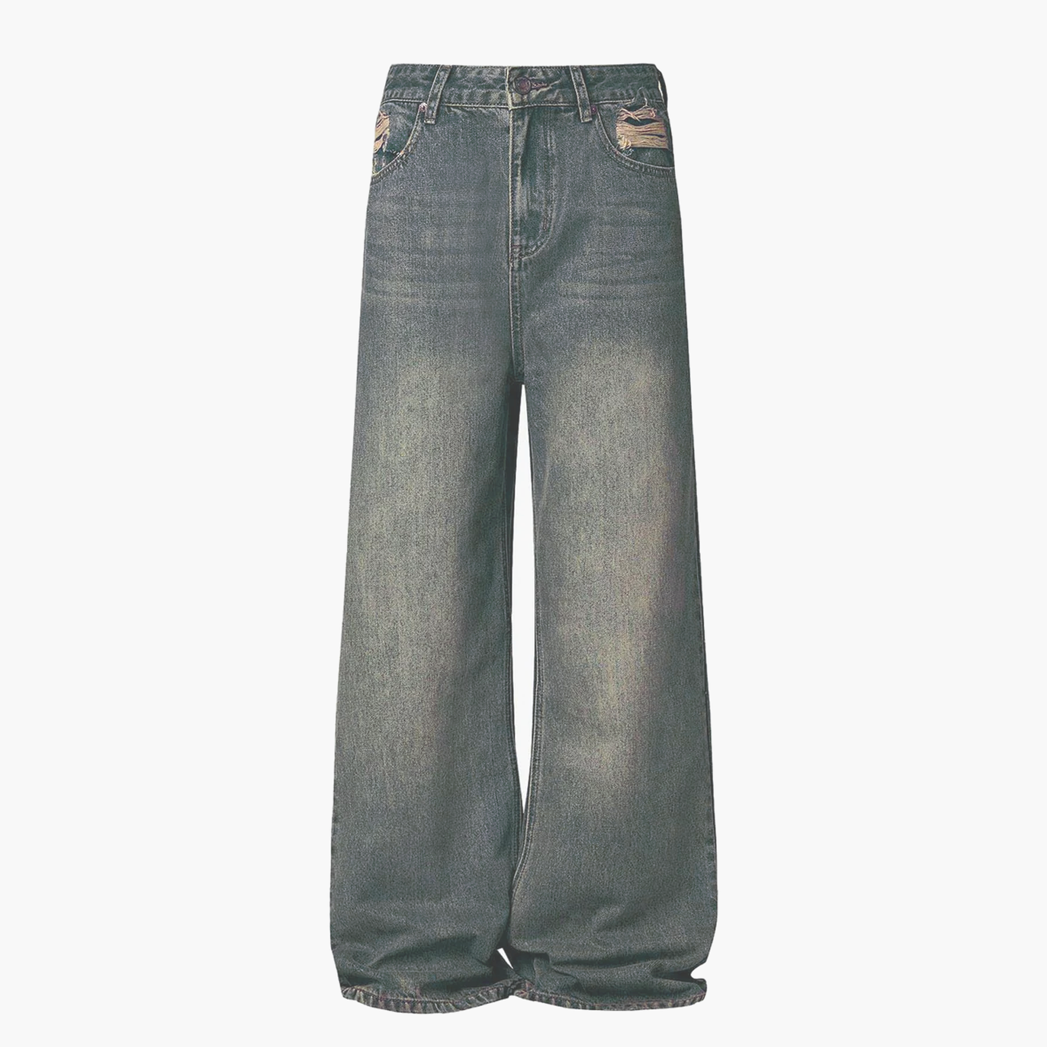 Washed Dirty-Dye Straight Jeans - Drenn