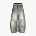 Vintage Heavy Distressed Washed Barrel Jeans - Drenn