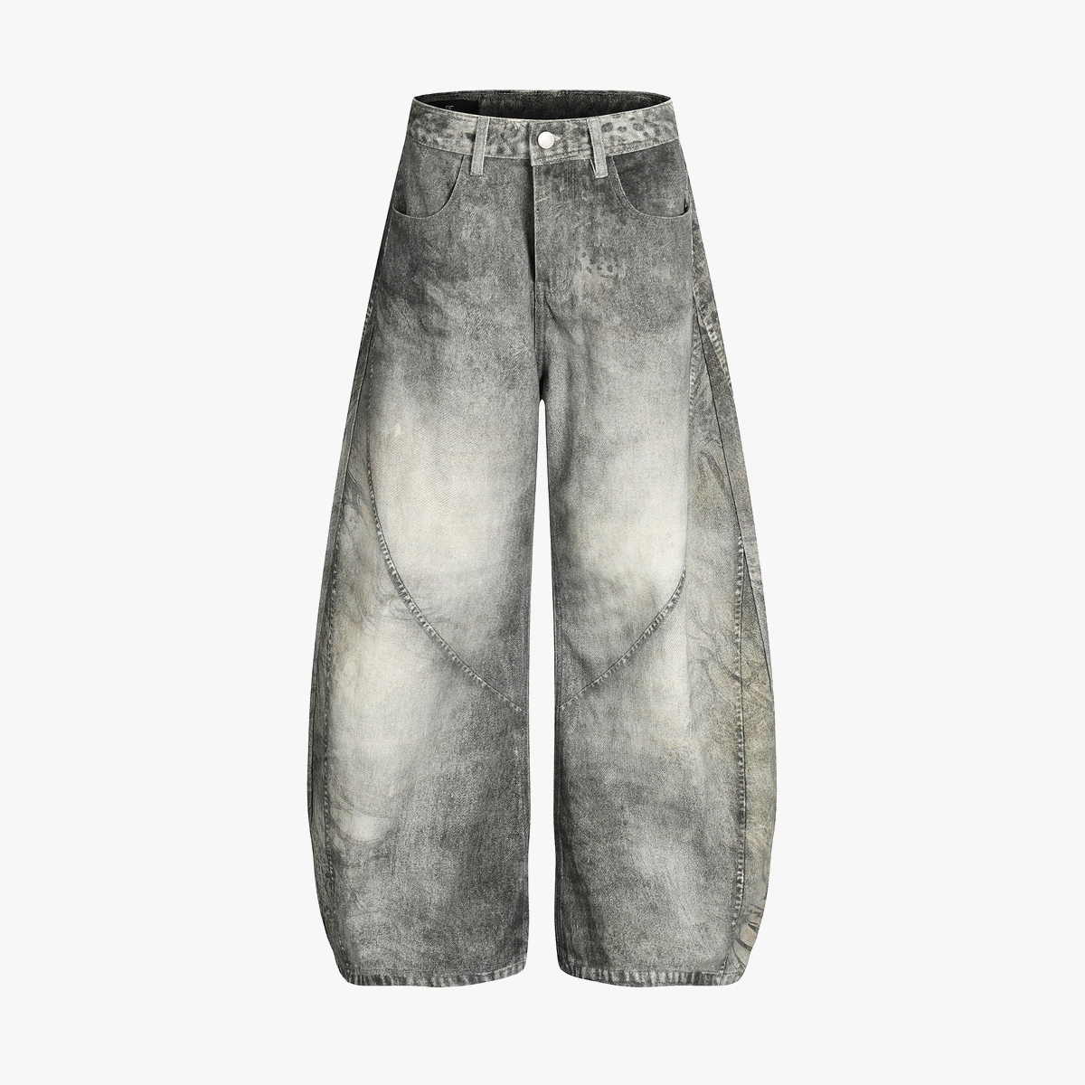 Vintage Heavy Distressed Washed Barrel Jeans - Drenn