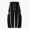 Cotton Web Stitching Letter Print Drawstring Barrel Pants - Drenn