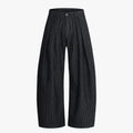Vintage Pinstripe Pleated Wide-Leg Barrel Pants - Drenn