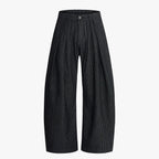 Vintage Pinstripe Pleated Wide-Leg Barrel Pants - Drenn