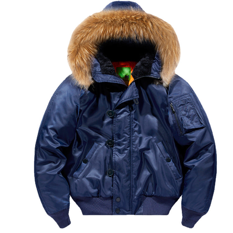 Men's Bomber Jacket with Detachable Hood | Warm Winter Style