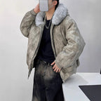 Men's Y2K Fur Collar Hooded Puffer Jacket