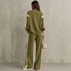 Women’s Oversized Tracksuit Set | Color Block Sweatshirt and Wide-Leg Pants