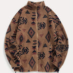 Women's Ethnic Print Fleece Zip-Up Sweater