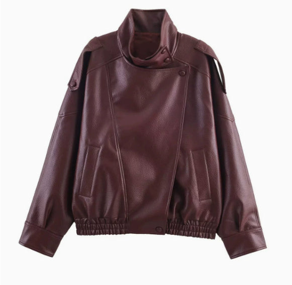 Women's Oversized Jacket with Diagonal Buttons