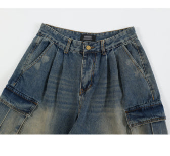 Szorty robocze z denimu typu vintage washed