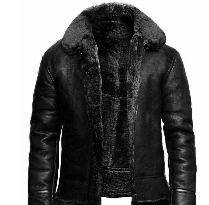 Men's Winer Faux Fur Leather Jacket With Fur Collar