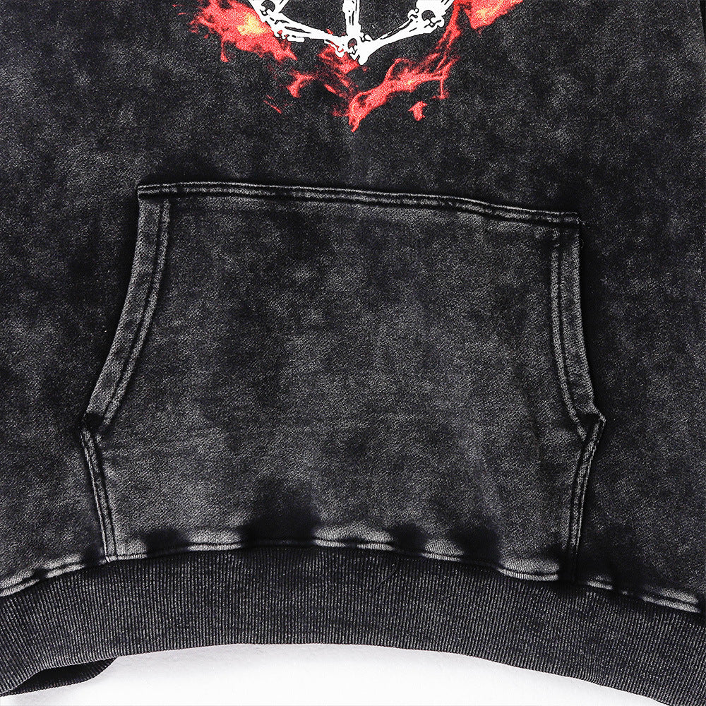 Black Washed Graphic Oversized Hoodie