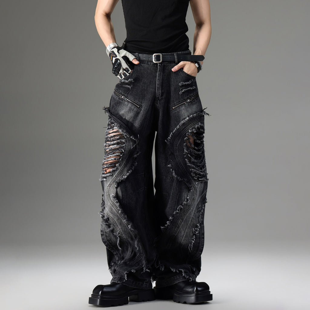 Men's Vintage Deconstructed Distressed Jeans