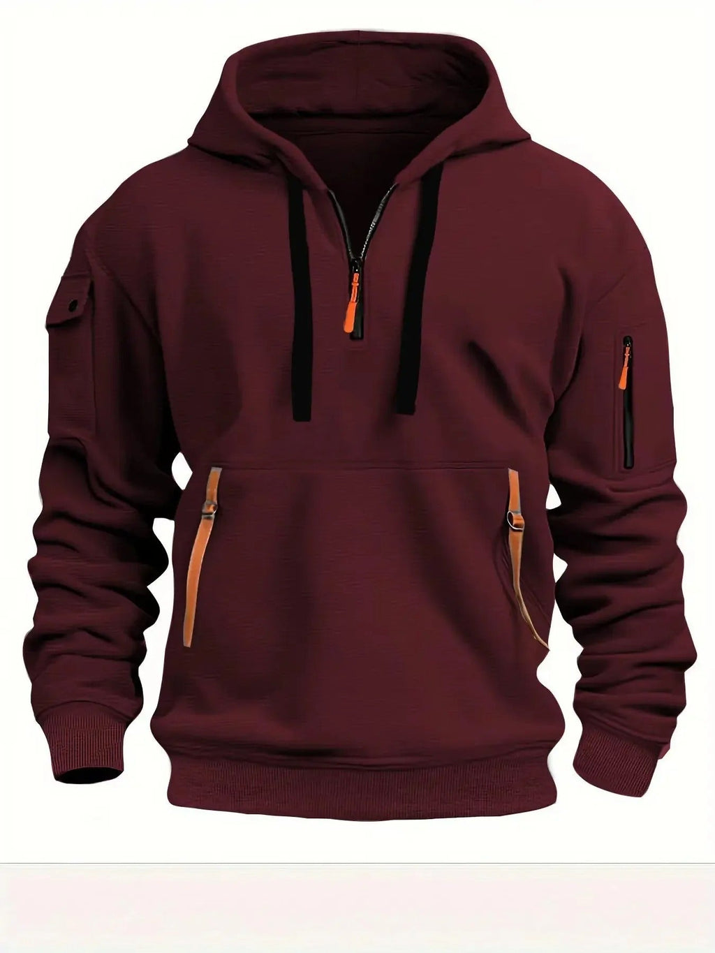 Warm Half Zip-Up Hoodie with Pockets | Sporty Casual Outerwear