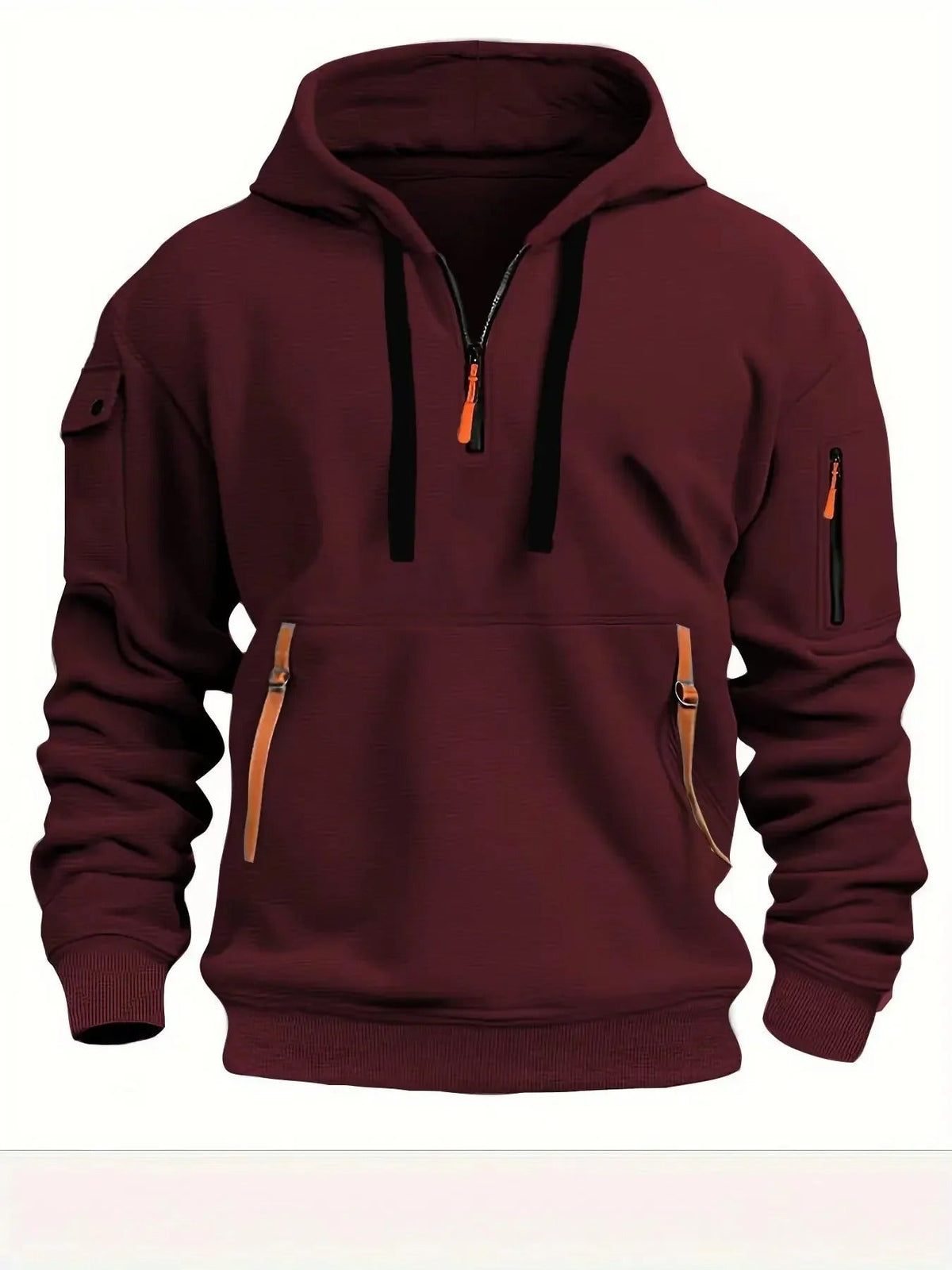 Warm Half Zip-Up Hoodie with Pockets | Sporty Casual Outerwear